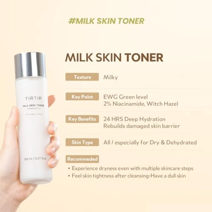 TIRTIR Milk Skin Toner Light, Feuchtigkeitstonikum für unreine Haut, 150 ml – Reinigt, tonisiert und beruhigt – Bild 6