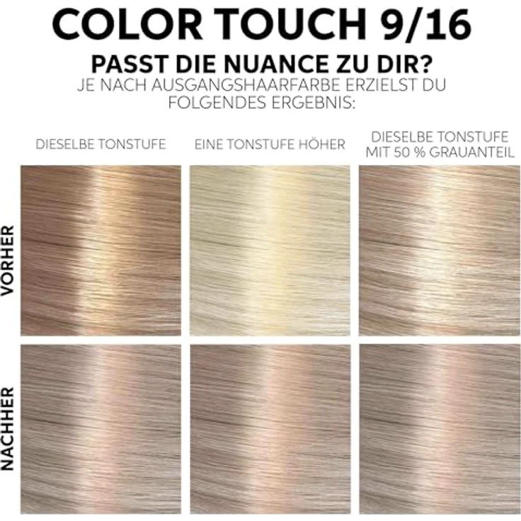 Wella Professionals Color Touch demi-permanente Haarfarbe ohne Ammoniak – Haarfärbemittel zur Farbauffrischung und Grauhaar-Abdeckung – Ansatz-Kit inkl. Haarmaske – 9/16 Icy Ash Blonde (130 ml) – Bild 5