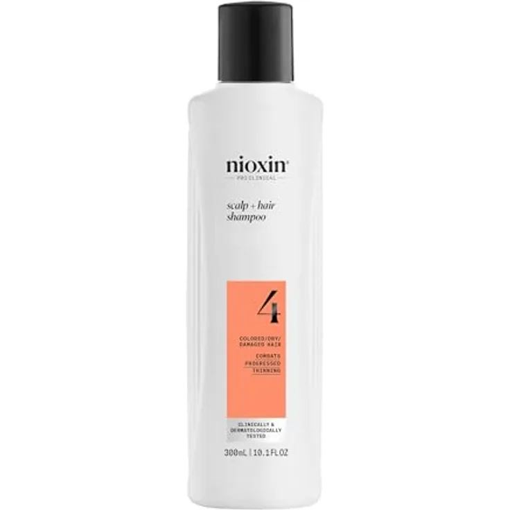 NIOXIN Scalp + Hair System 4 Shampoo - Tiefenreinigungsshampoo für strapaziertes, sichtbar dünner werdendes Haar - mit Biotin, Koffein & Niacinamid (300 ml)