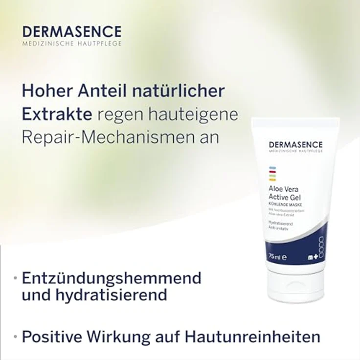 DERMASENCE Aloe Vera Active Gel, 75 ml - Feuchtigkeitsspendendes und beruhigendes Gel für Gesicht, Hals und Dekolleté - ideal als After Sun Pflege, anti-irritativ und kühlend – Bild 4