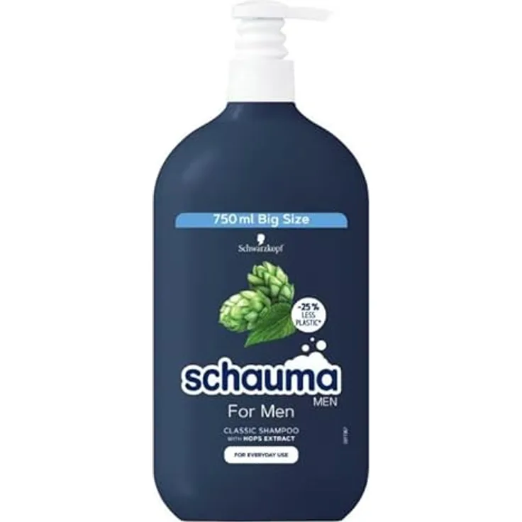 Schauma For Men Shampoo 750ml, Reinigungsshampoo für Männer, stärkt Haarfasern und sorgt für frischen Duft