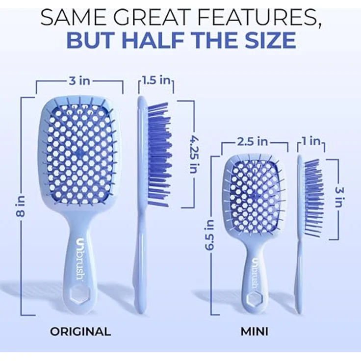 UNbrush Detangling Hair Brush Mini, Pastel Periwinkle, No Tangle Bürste für sanftes Entwirren unterwegs – Bild 3