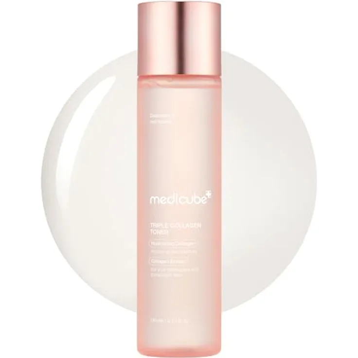 medicube Triple Collagen Toner - Hydrolyzed, Atelo. & Soluble Collagen für tiefe Hydration & pralle Haut, schnell einziehende Formel für den ganzen Tag, Korean Skincare (140ml)