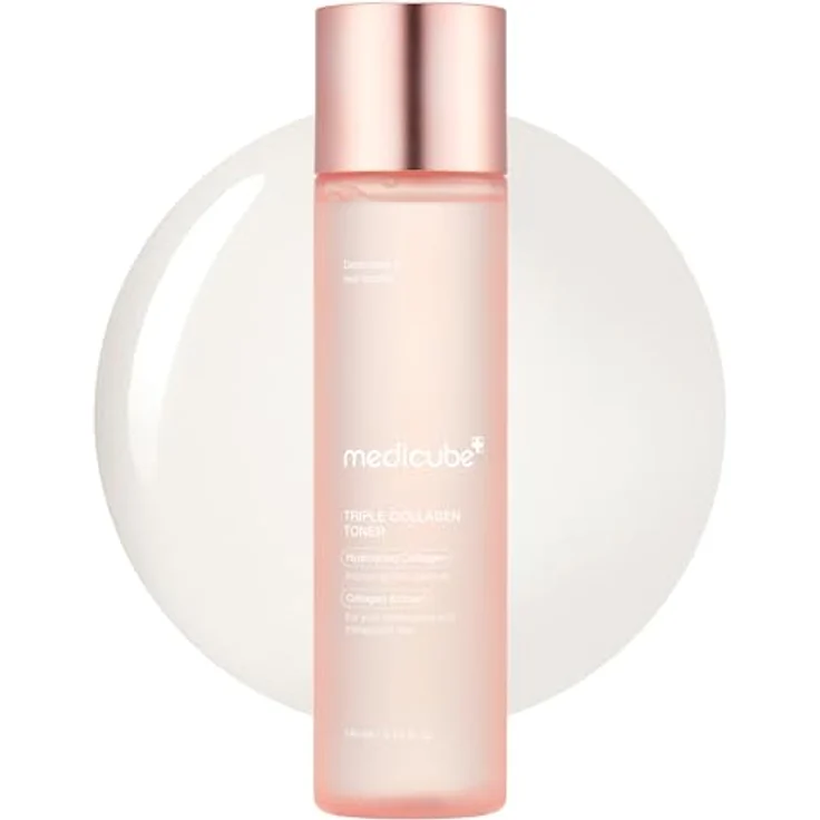 medicube Triple Collagen Toner - Hydrolyzed, Atelo. & Soluble Collagen für tiefe Hydration & pralle Haut, schnell einziehende Formel für den ganzen Tag, Korean Skincare (140ml) – Bild 1