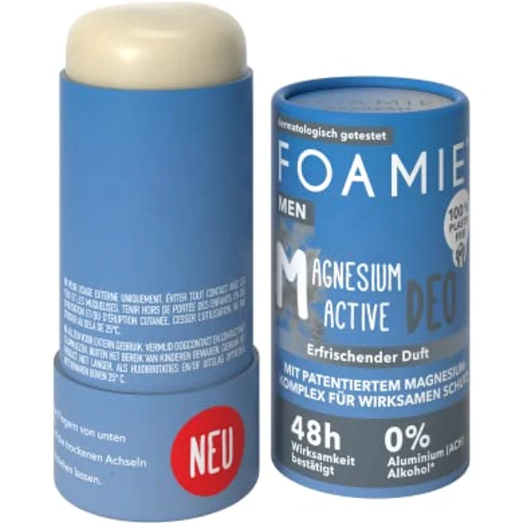 Foamie Festes Deodorant Herren "Refresh", Deo-Stick Intensiv-Erfrischendem Duft, 48h Wirksames Deodorant ohne Aluminium, Deostift vegan & plastikfrei, 40g – Bild 1