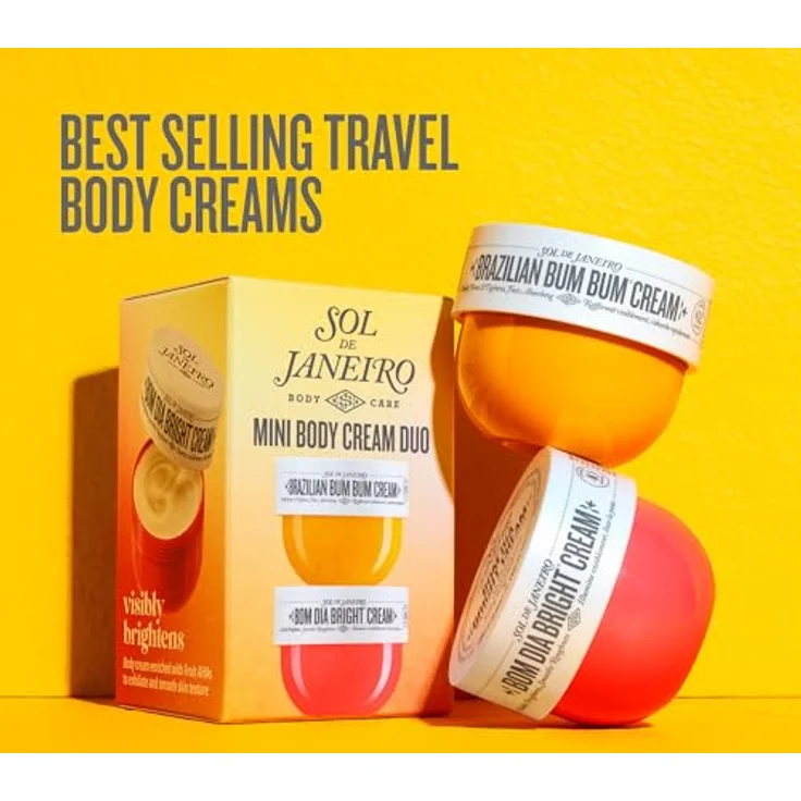 Sol de Janeiro Mini Body Cream Duo Set, Brazilian Bum Bum Cream & Bom Dia Bright Cream, 2 x 25 ml, Vitamin C Formel, Reisegröße – Bild 5