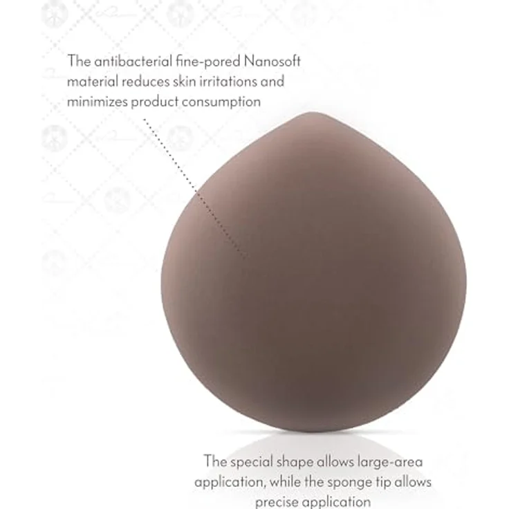 Luvia Cosmetics Single Makeup Puff, tropfenförmige Puderquaste mit ergonomischem Halteband, weiß – Bild 3