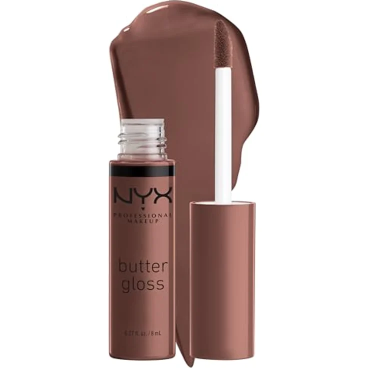 NYX Professional Makeup Butter Gloss Lipgloss, Farbton 17 Ginger Snap, 8 ml, hochglänzend, feuchtigkeitsspendend, glättet und kaschiert Linien – Bild 1