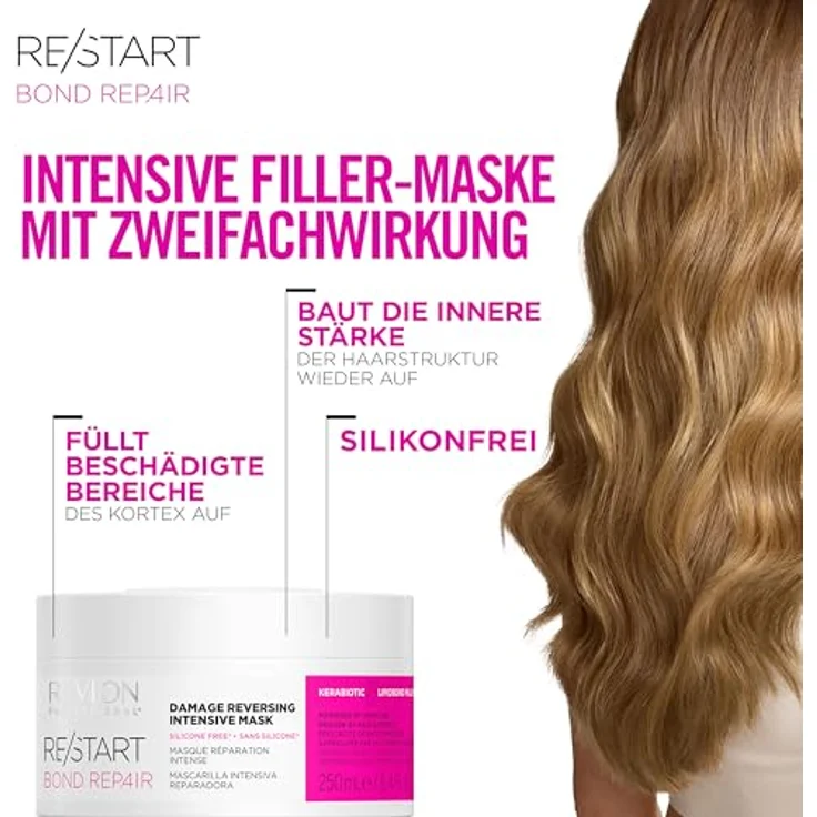 REVLON PROFESSIONAL RE/START Bond Repair – Damage Reversing Intensive Mask, 250 ml, silikonfreie, vegane Haarkur für geschädigtes Haar, repariert und stärkt die Haarstruktur – Bild 3