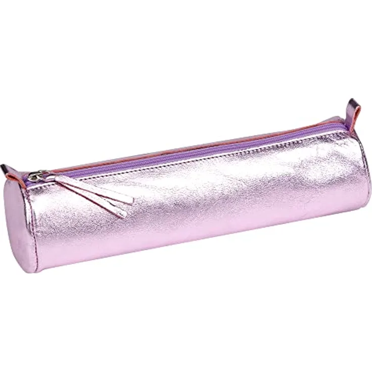 Clairefontaine 410121C Schlampermäppchen Miror, rund, aus Lammleder, Ø5 x 22 cm, 1 Stück, Rosa