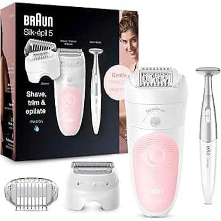 Braun Silk·épil 5 5-041, Epilierer mit 28 Pinzetten, MicroGrip Technologie, kabellos, Weiß