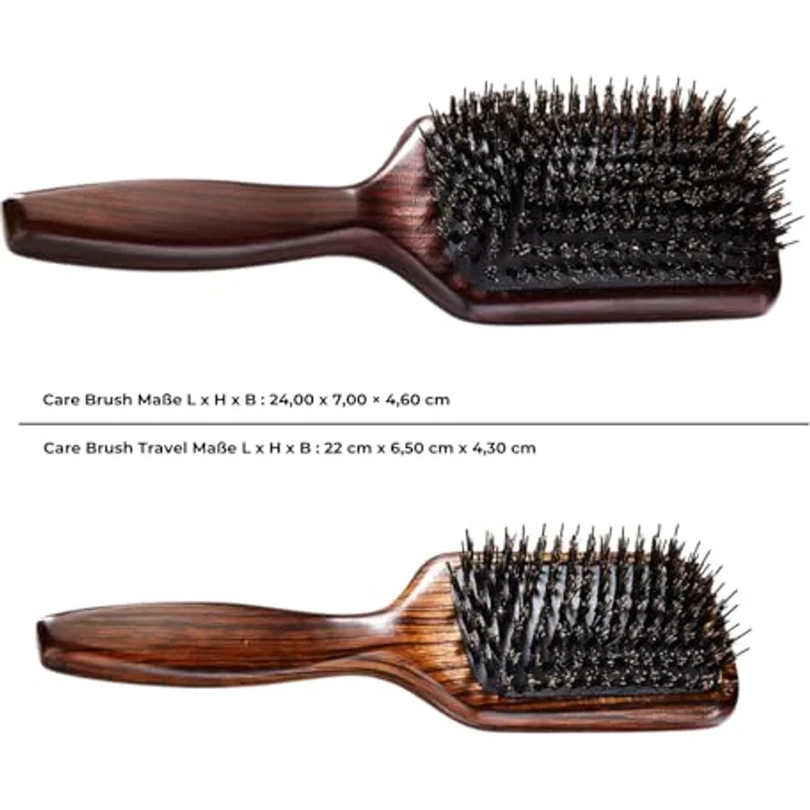 Genuine Haircare CARE BRUSH - Pflegende Haarbürste mit 100% Wildschweinborsten, antistatisch, Handmade in Germany – Bild 3