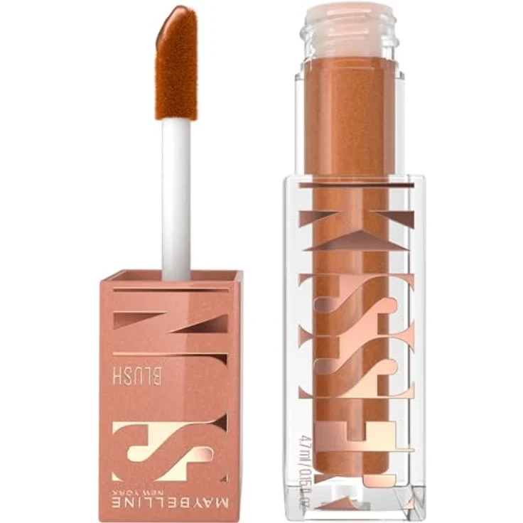 Maybelline New York Sunkisser Blush, Flüssiger Sonnengeküsster Glow Rouge mit lichtreflektierenden Perlen und Vitamin E, 02 Uptown Glow, 4,7 ml – Bild 1
