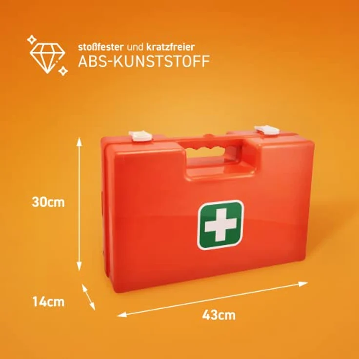 Medicalcorner24 Erste Hilfe Koffer, leer, ABS-Kunststoff, stoß- und kratzfest, 43x30x14cm, inklusive Wandhalterung – Bild 2