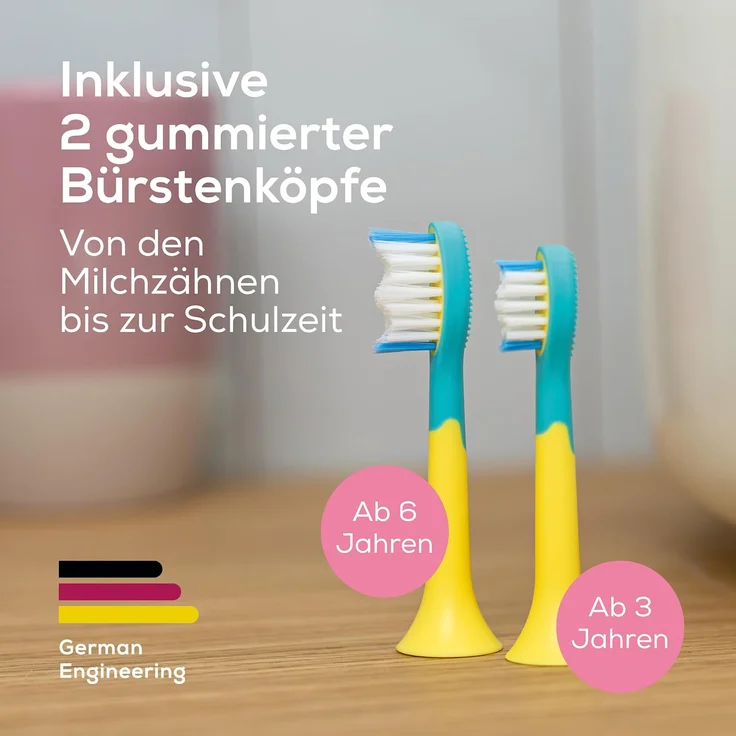 beurer Schallzahnbürste SC 11 Seastar Pink, elektrische Zahnbürste für Kinder mit 2-Minuten Timer und zwei Bürstenköpfen – Bild 4