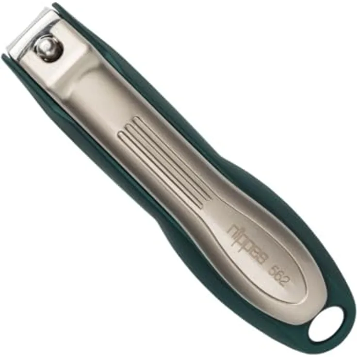 nippes Solingen Premium Nagelknipser mit Nagelfang | Grün | Fußnagel Knipser 80 mm | Gehärteter Stahl | Gewölbte Schneiden | Ergnomische Soft-Touch Grifffläche