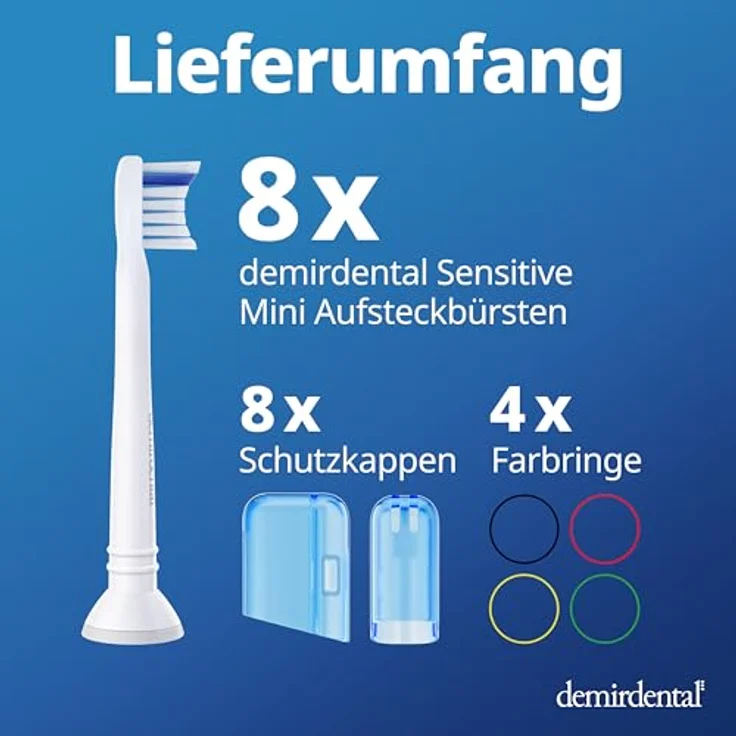 Demirdental 8er-Pack Aufsätze für Philips Sonicare Zahnbürstenaufsatz Sensitive, HX6088 Ersatzbürsten designed in Berlin, Mini Kurzkopf, Weiche Borsten für empfindliches Zahnfleisch – Bild 10
