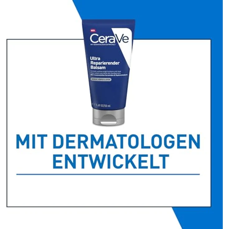 CeraVe Ultra Reparierender Balsam für Gesicht, Körper und Lippen, Creme für trockene, raue und rissige Haut, Mit 3 essenziellen Ceramiden und Hyaluronsäure, 50 ml – Bild 4