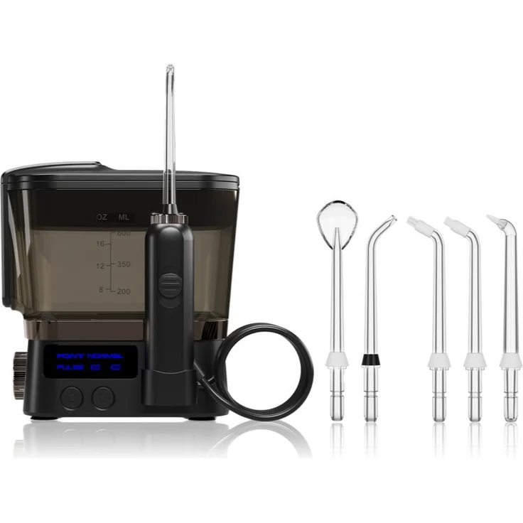 TrueLife AquaFloss F300 Munddusche Black, Interdentalreinigung mit 6 Ersatzdüsen für empfindliche Zähne