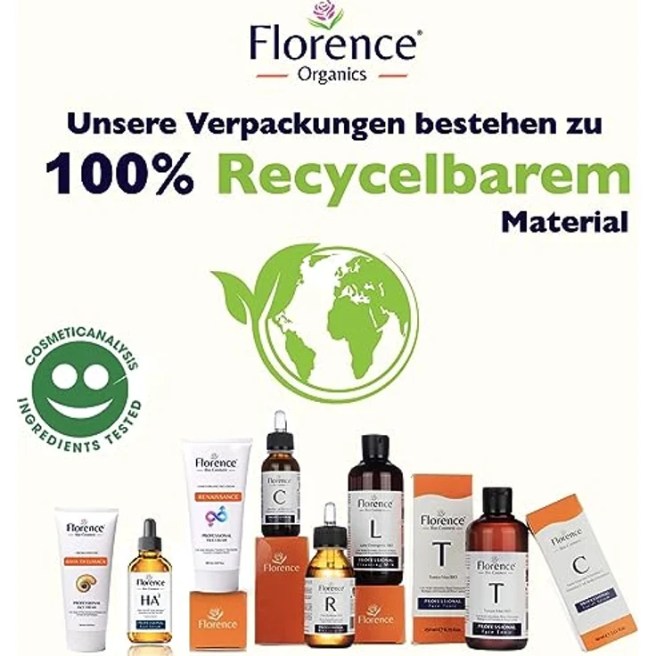Florence BIO Hyaluron Serum mit Vitamin C/E hochkonzentriert für den Dermaroller geeignet mit organischen Anti-Aging Inhaltsstoffen – Bild 6