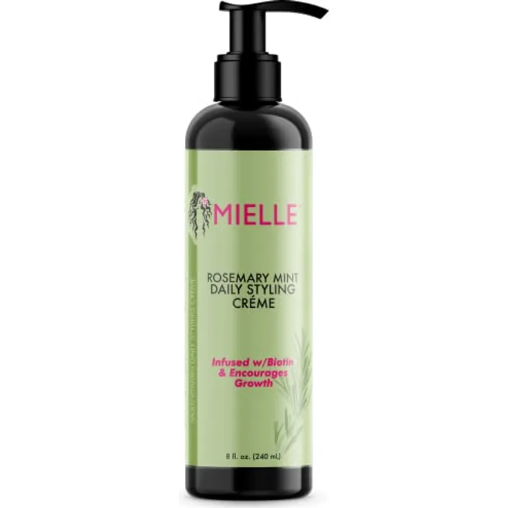 Mielle Organics Rosemary Mint Multi-Vitamin Daily Styling Creme für die Definition von lockigem Haar, paraben- und silikonfrei, 240 ml, weiß