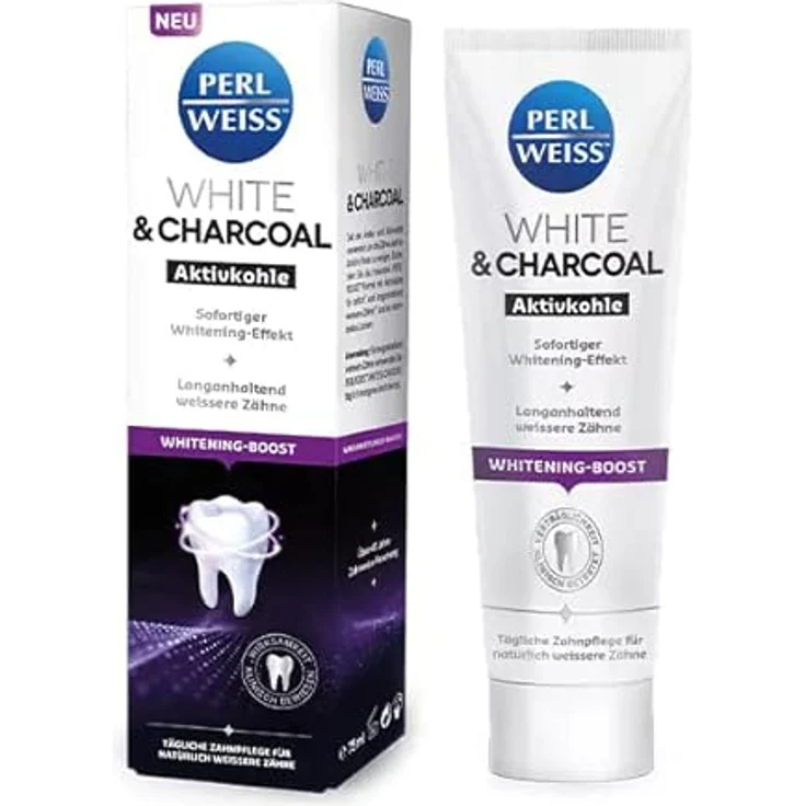 Perlweiss White & Charcoal Aktivkohle, 75ml – Bild 1
