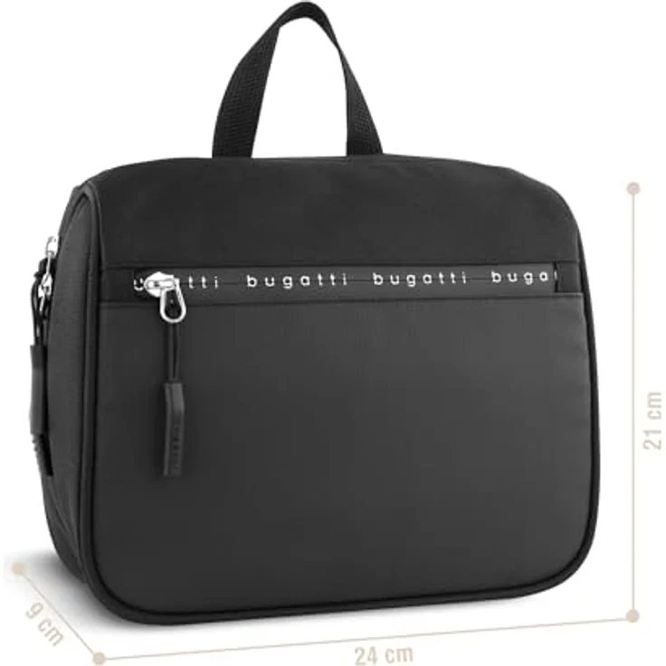 bugatti Blanc Delight Kulturtasche, Kosmetiktasche aus Tarpaulin Light & Nylon, schwarz mit viel Platz und vielen Fächern – Bild 2