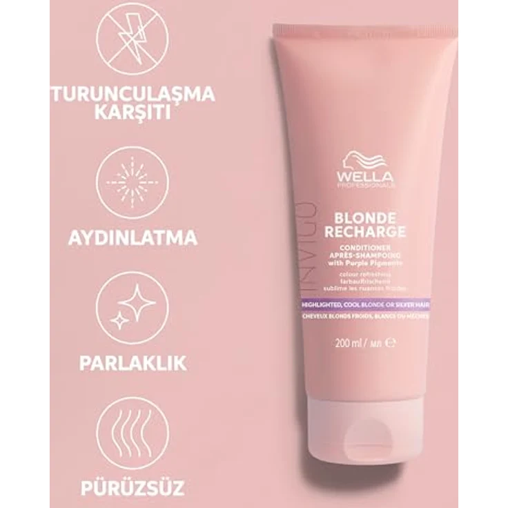 WELLA Professionals Invigo Blonde Recharge Cool Blonde Conditioner 200 ml, Frischt die Leuchtkraft und Brillanz von natürlichem, coloriertem und aufgehelltem Blond auf – Bild 2