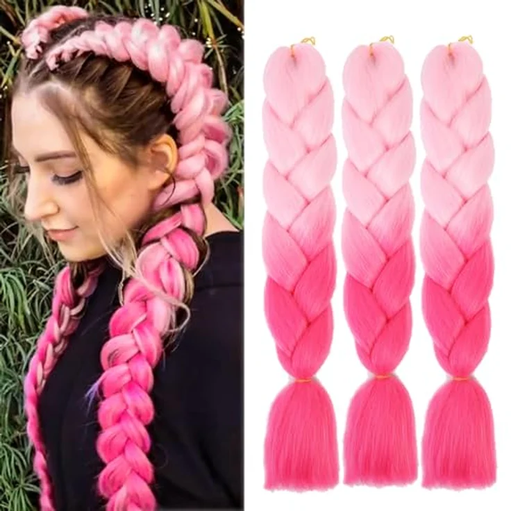 Shangxiu Jumbo Braids Extensions, 3er Pack, 24 Zoll, Yaki Textur, hitzebeständig, für Box Zöpfe und Senegalese Twist – Bild 1