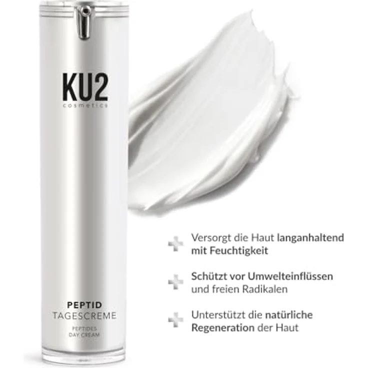 KU2 Cosmetics Peptid Tagescreme, Anti-Aging Gesichtspflege mit Peptiden, straffend & feuchtigkeitsspendend, Made in Germany, 50 ml – Bild 2
