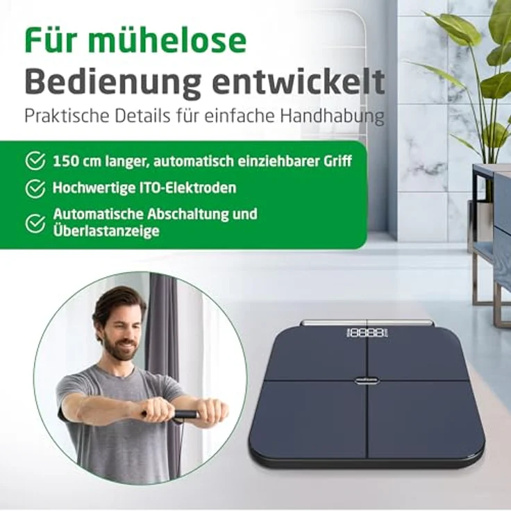 Medisana BS 850 connect Körperanalysewaage mit 8 Elektroden, präziser Ganzkörpermessung, Bluetooth App-Anbindung, automatischer Abschaltung – Bild 5