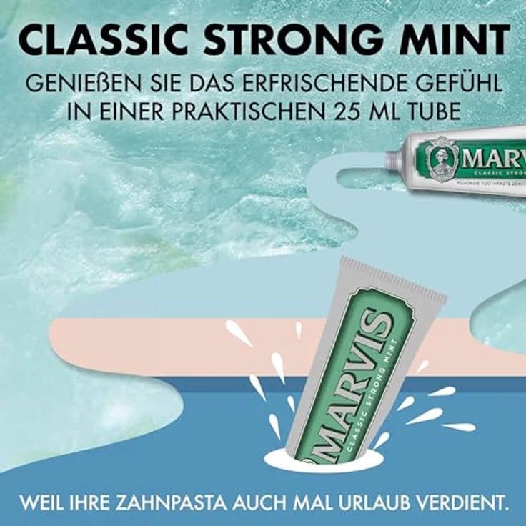 Marvis Mini Classic Strong Mint für frischen Atem, effektiv gegen Plaque, Reisegröße, 25 ml – Bild 4