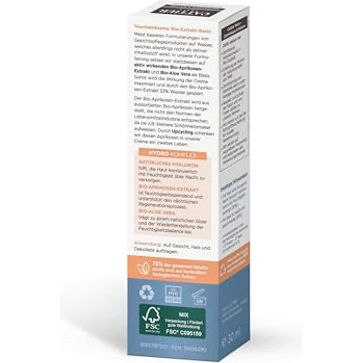 Cattier Feuchtigkeits-Nachtcreme, Hautpflege mit Bio-Aprikosen- und Aloe Vera-Extrakt, 75 ml, für normale Haut – Bild 4