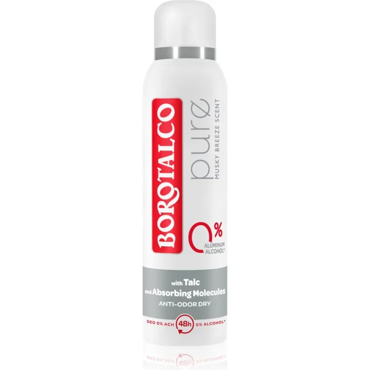 Borotalco Pure Deospray Musky Breeze, Aluminiumfreies Deodorant mit 48 Std. Schutz, 150 ml