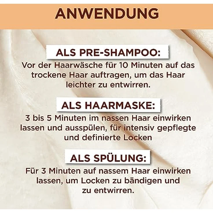 Garnier Kakao Butter 3in1 Haarmaske für trockenes und lockiges Haar, Leave In für intensive Pflege und Definition, Vegane Formel mit natürlichen Inhaltsstoffen, Fructis Hair Food, 1 x 400 ml – Bild 3