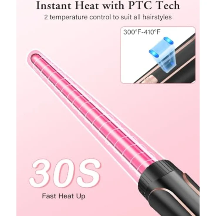 BESTOPE PRO 5-in-1 Lockenstab Set mit 3 Fässern, Temperatureinstellungen für alle Haartypen, Schnellaufheizung, Schwarz – Bild 5