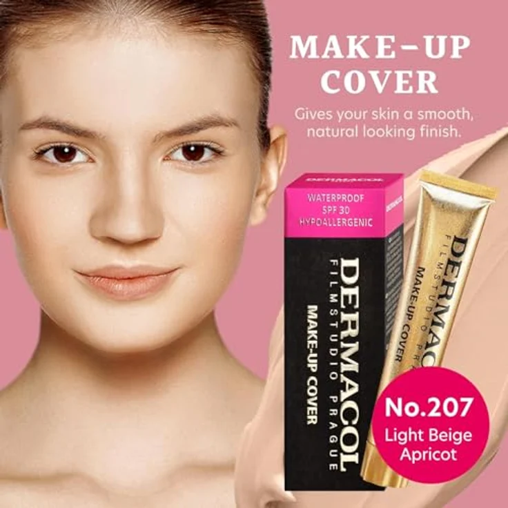 Dermacol Full Coverage Foundation 13g, Flüssige Matte Foundation mit SPF 30, Wasserfest, für fettige Haut, Akne & Augenringe, Shade 207 – Bild 3