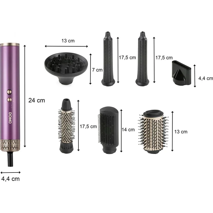 Domo DO54782HS, Lockenstab mit 1500 Watt, inklusive ovaler Volumenbürste, Diffusor und Konzentrator, pink