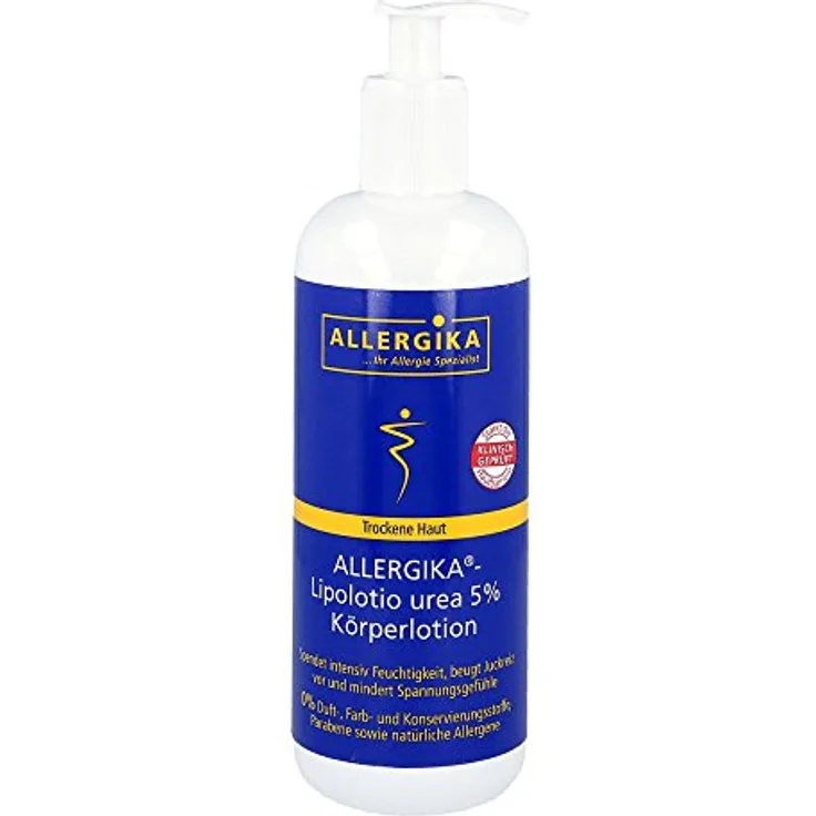 Allergika Lipolotio Urea 5%, Körperlotion für trockene Haut, 500 ml, schnell einziehend