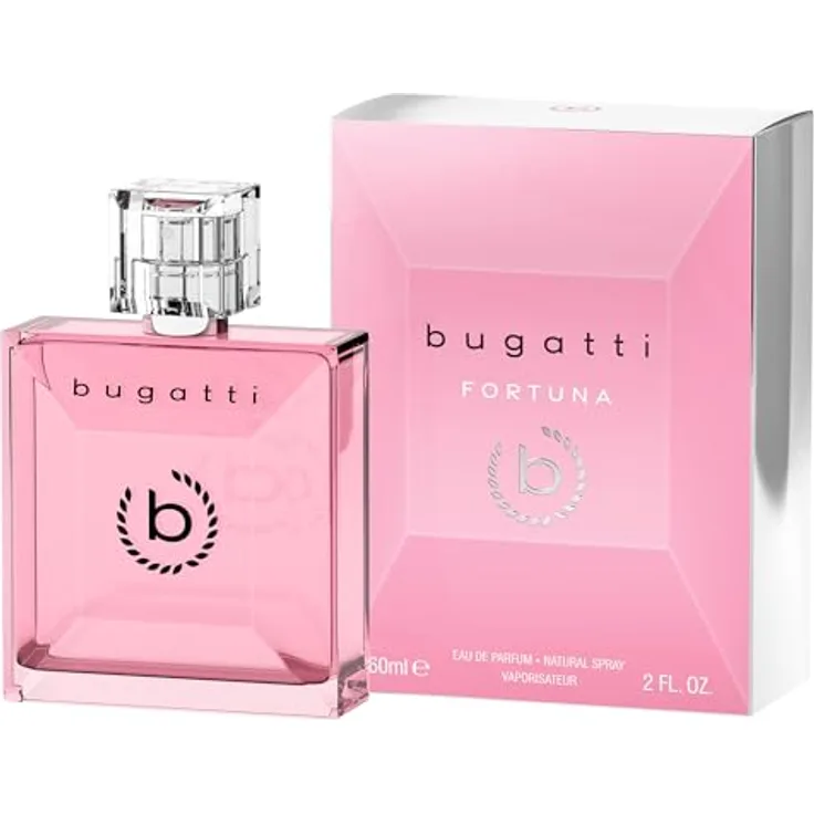 Bugatti FORTUNA Damen Parfüm 60 ml, Fruchtiges Eau de Parfum mit Mango, Pfirsich, Jasmin, Moschus & Sandelholz, Statement-Glasflakon, Selbstbewusstes Parfüm für Frauen