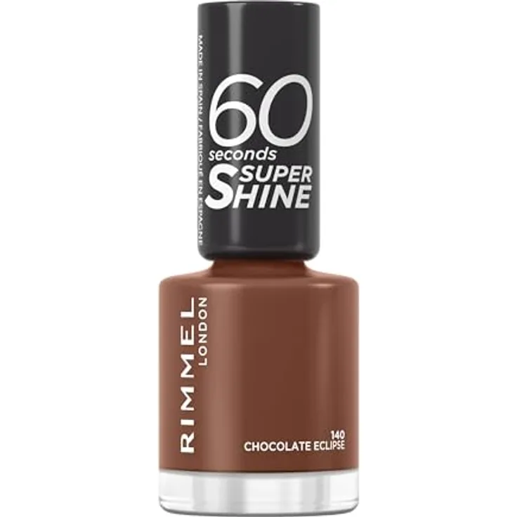 Rimmel London 60 Seconds SuperShine Nagellack - 140 - Chocolate Eclipse, 8ml - Schnelltrocknend, 3-in-1-Technologie, intensive Farben