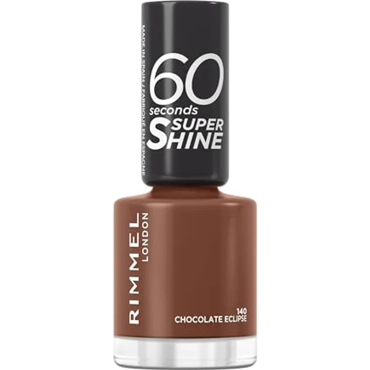 Rimmel London 60 Seconds SuperShine Nagellack - 140 - Chocolate Eclipse, 8ml - Schnelltrocknend, 3-in-1-Technologie, intensive Farben – Bild 1