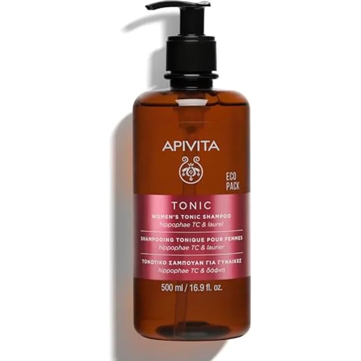 Apivita Tonic Shampoo für Frauen mit schütterem Haar 500 ml - Fördert gesundes Haarwachstum, Stärkt, Gibt Volumen - Bekämpft Haarausfall mit Patentiertem Hippophae Tonic Komplex, Lorbeer & Propolis