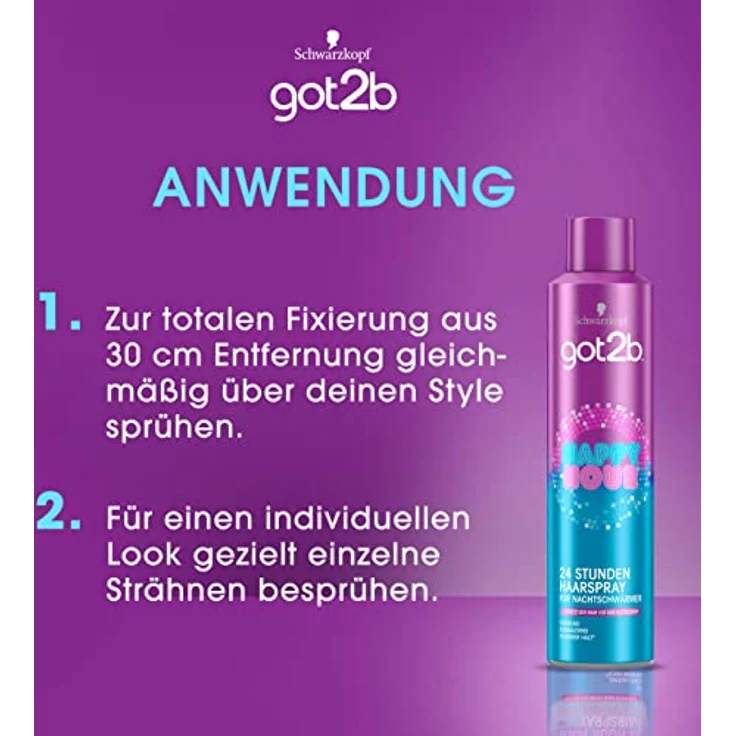 Schwarzkopf got2b Haarspray happy hour durchgehalten!, 1er Pack (1 x 300 ml) – Bild 5