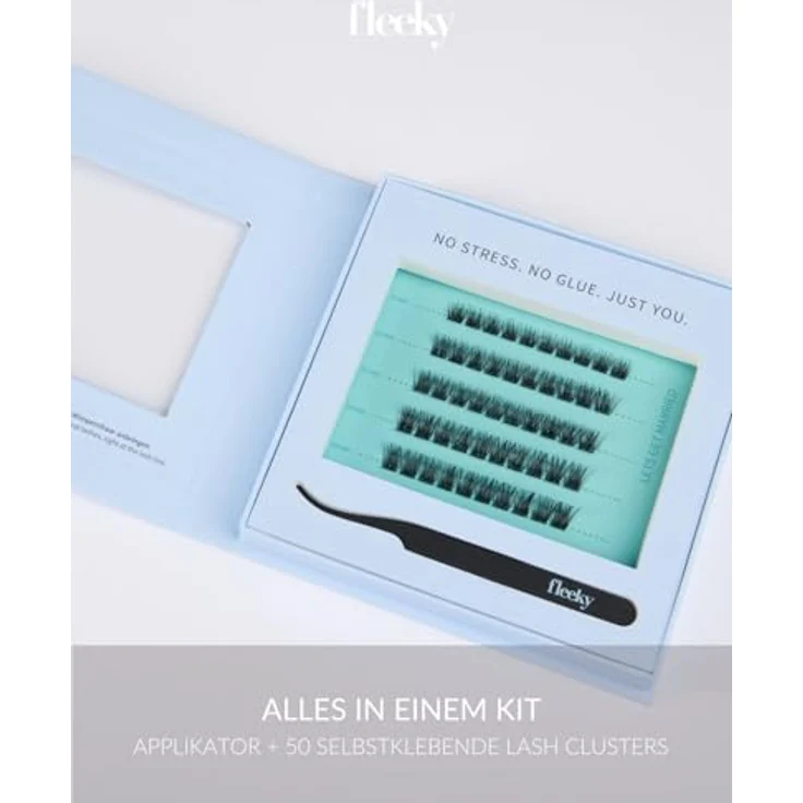 fleeky Press-On Lashes Glam, voluminöse Wimpern mit selbstklebender W-Bonding-Technologie, bis zu 3 Tage Halt – Bild 8