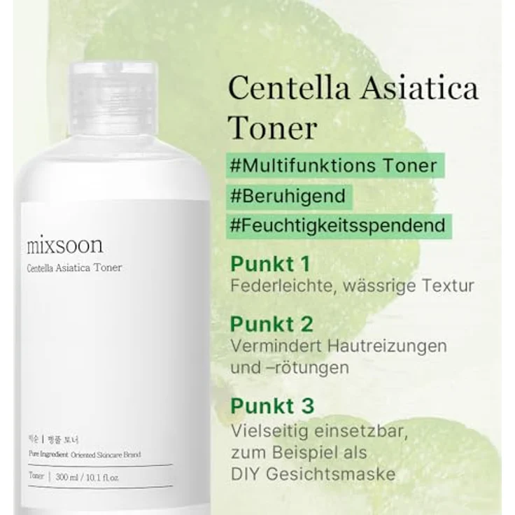 mixsoon Centella Asiatica Toner 10,14 fl oz / 300 ml, alkoholfrei, für alle Hauttypen geeignet – Bild 4