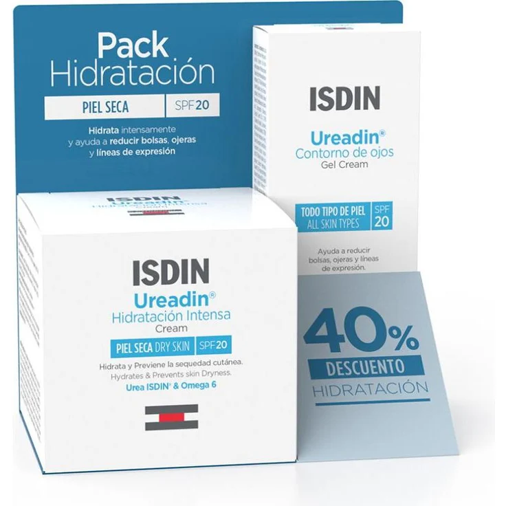 Isdin Ureadin Crema Hidrat Piele Seca, Augenpflege Crème mit Urea, 65 ml, Tag + Nacht, intensive Feuchtigkeitspflege für trockene Haut