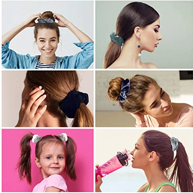 BELLE VOUS 12 Stk Haargummis Scrunchies Samt - Bunte Haar Gummis für alle Haartypen – Bild 4