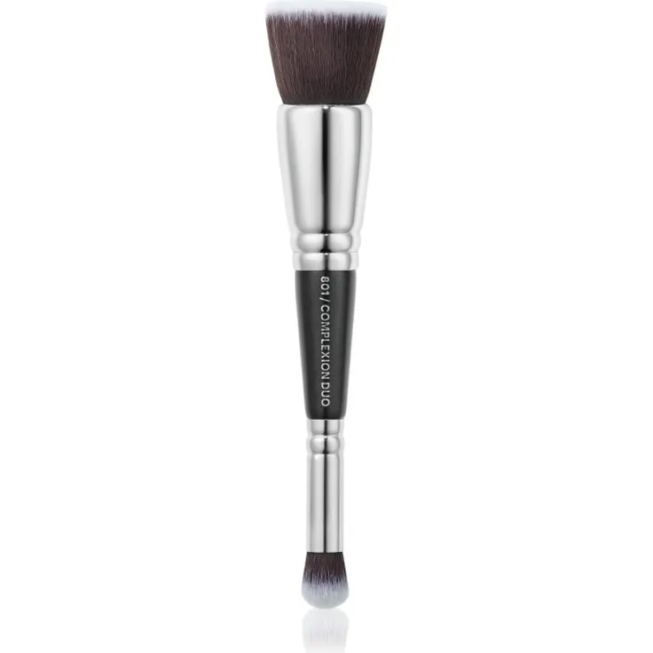 ZOEVA 801 Complexion Duo Brush, beidseitiger Make-up-Pinsel für präzises Auftragen von pudrigen Produkten, vegan