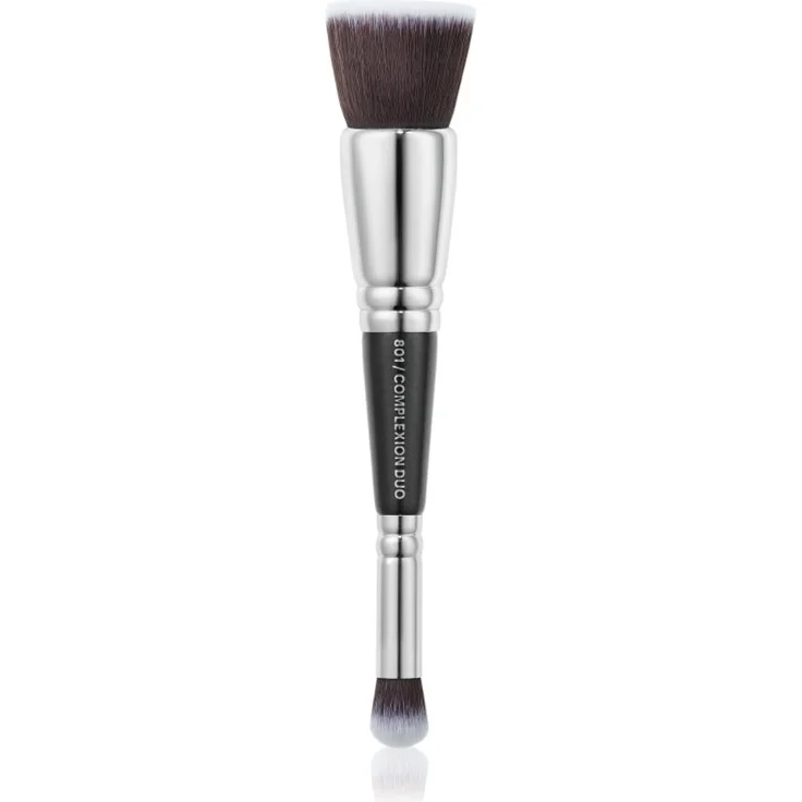 ZOEVA 801 Complexion Duo Brush, beidseitiger Make-up-Pinsel für präzises Auftragen von pudrigen Produkten, vegan
